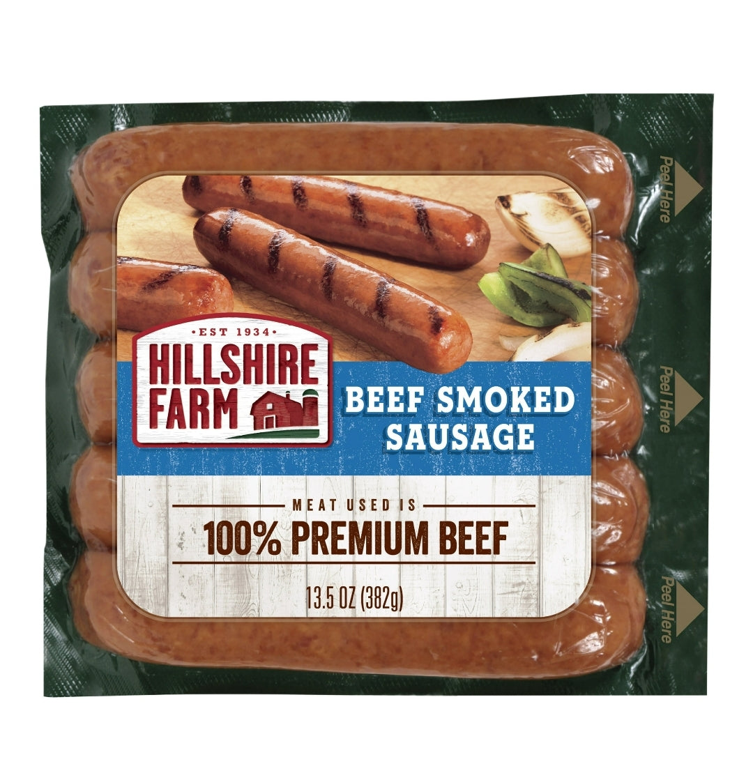 Hillshire Farm Beef Smoked Sausage Links, 13.5 oz, 6 Ct
