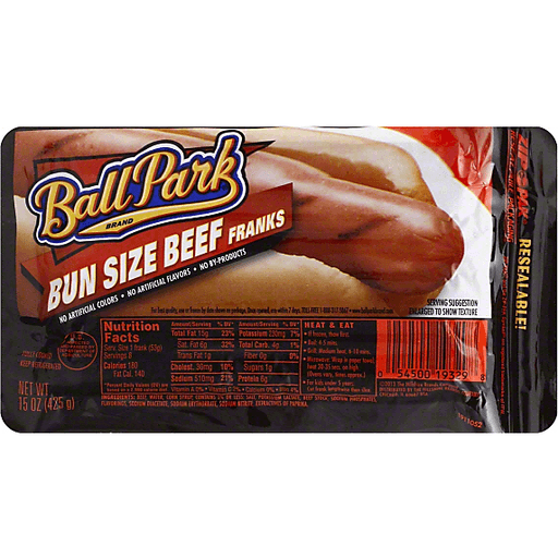 Ball Park Bun Size Uncured Beef Hot Dogs, 8 count