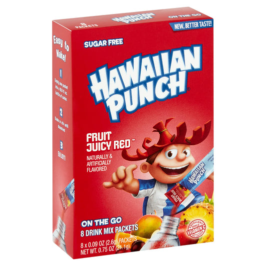 Hawaiian Punch Fruit Juicy Red On The Go Drink Mix Packets, 8 count