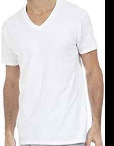 Fruit of the Loom Men's White V-Neck Undershirts, 6 Pack, Sizes S-3XL