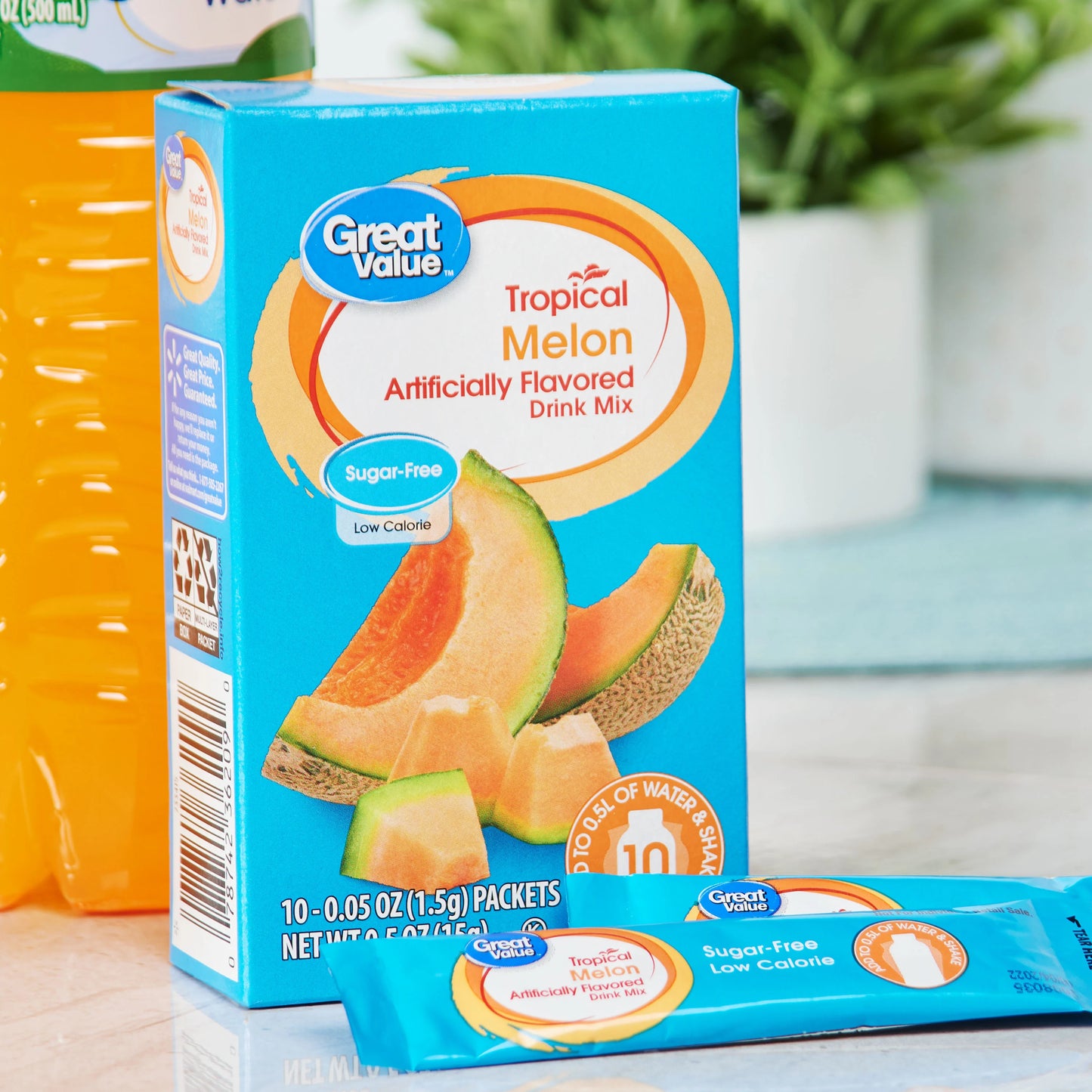 Great Value Sugar-Free Tropical Melon Drink Mix, 0.5 oz, 10 Count