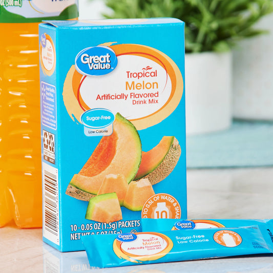 Great Value Sugar-Free Tropical Melon Drink Mix, 0.5 oz, 10 Count